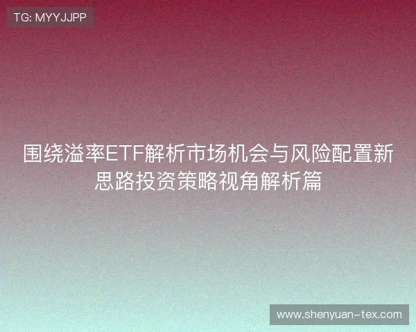 围绕溢率ETF解析市场机会与风险配置新思路投资策略视角解析篇 围绕溢率ETF解析市场机会与风险配置新思路投资策略视角解析篇